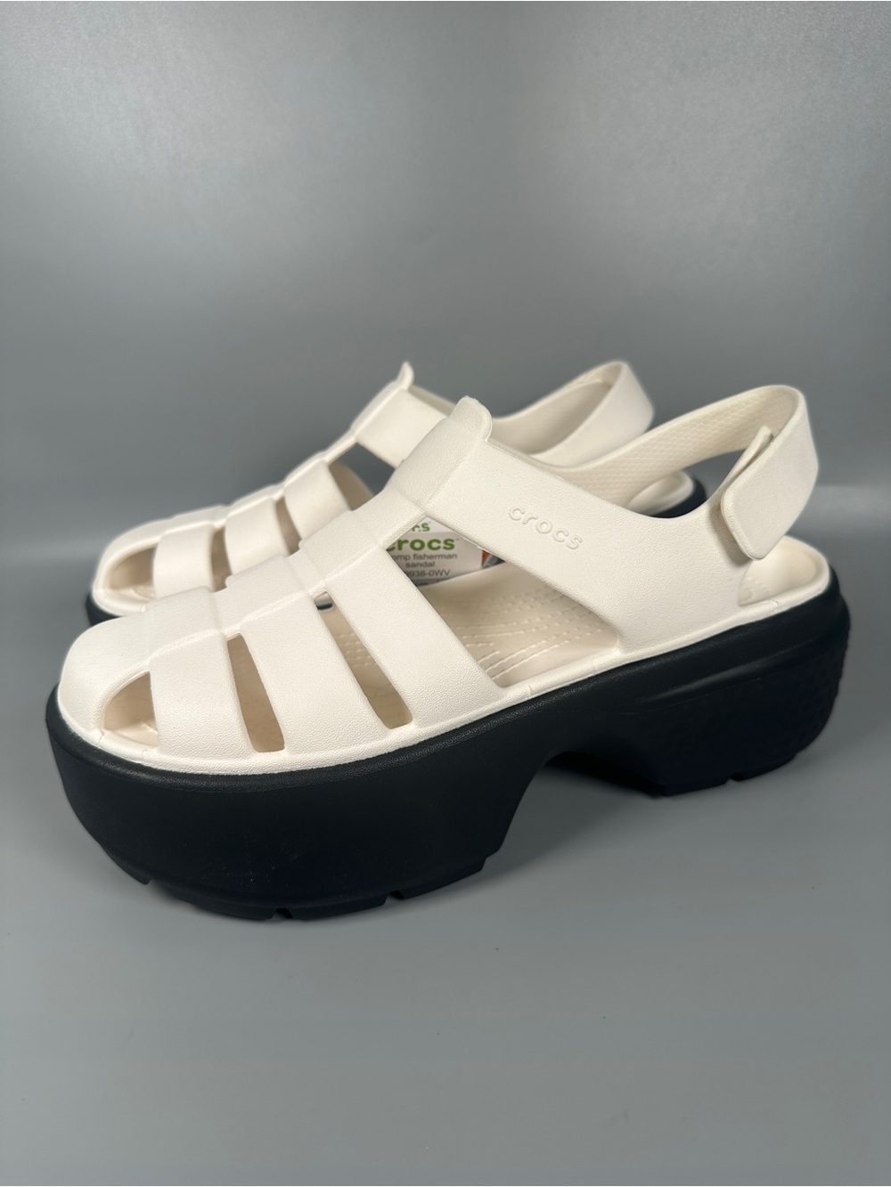 Crocs Stomp Fisherman Platform Sandals Women’s Size 8 Chalk White